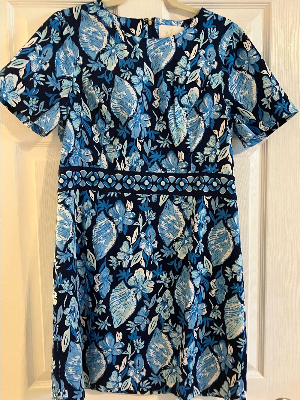 Nwt Lilly Pulitzer Brynne Navy and Light Blue Floral Short-Sleeve Dress